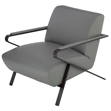 Contemporary Accent Chair with Architectural Metal Base